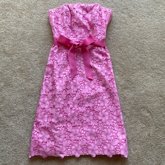 lilly pulitzer sienna kentucky dress pink 6 wedding beach summer floral bow midi